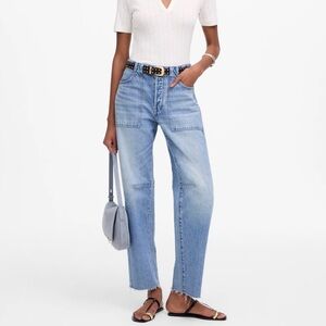 Madewell Darted Barrel Leg Jean - Riverbend Wash